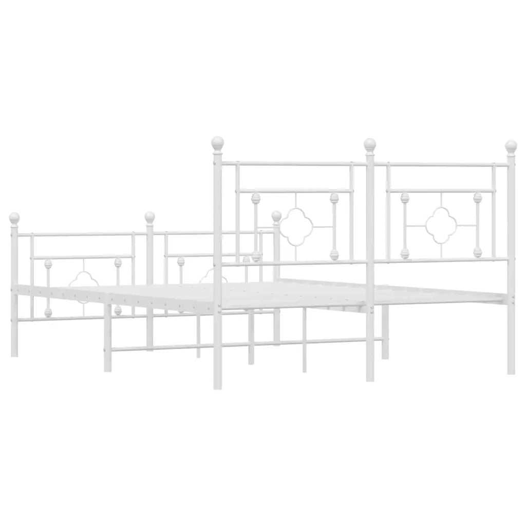 Giroletto con Testiera e Pediera Metallo Bianco 140x190 cm 374406