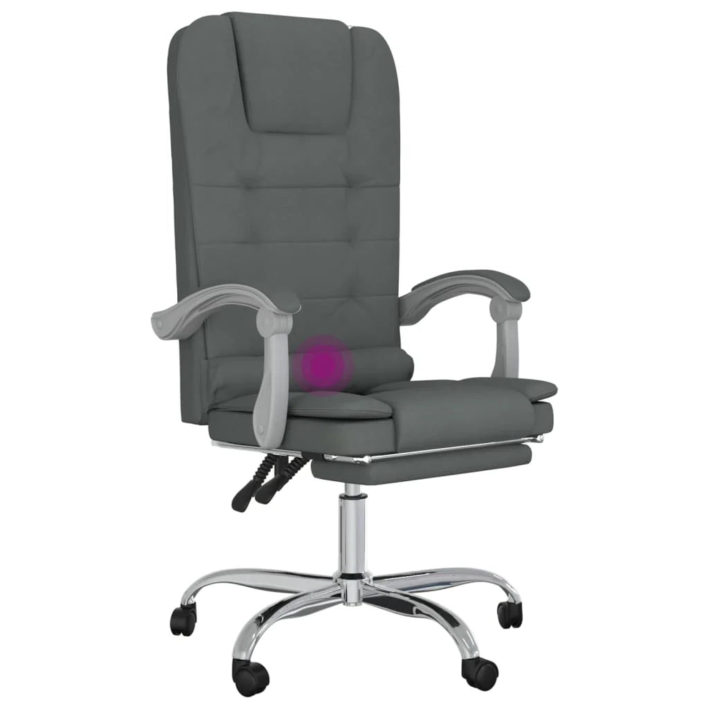 Poltrona da ufficio reclinabile per massaggi per uso al computer tessuto grigio scuro 02_0025389