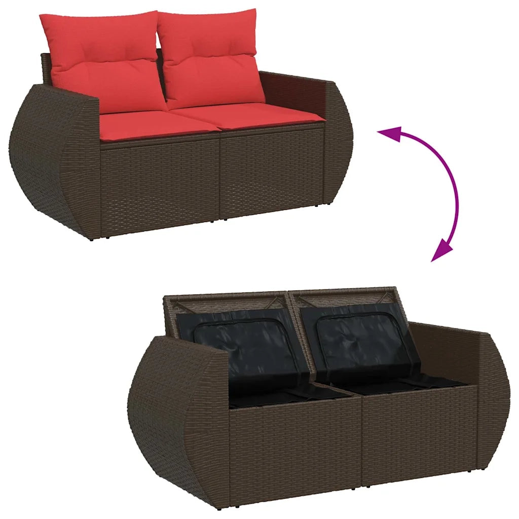 Set Divani Giardino 8 pz con Cuscini Marrone Polyrattan Acacia 3326605