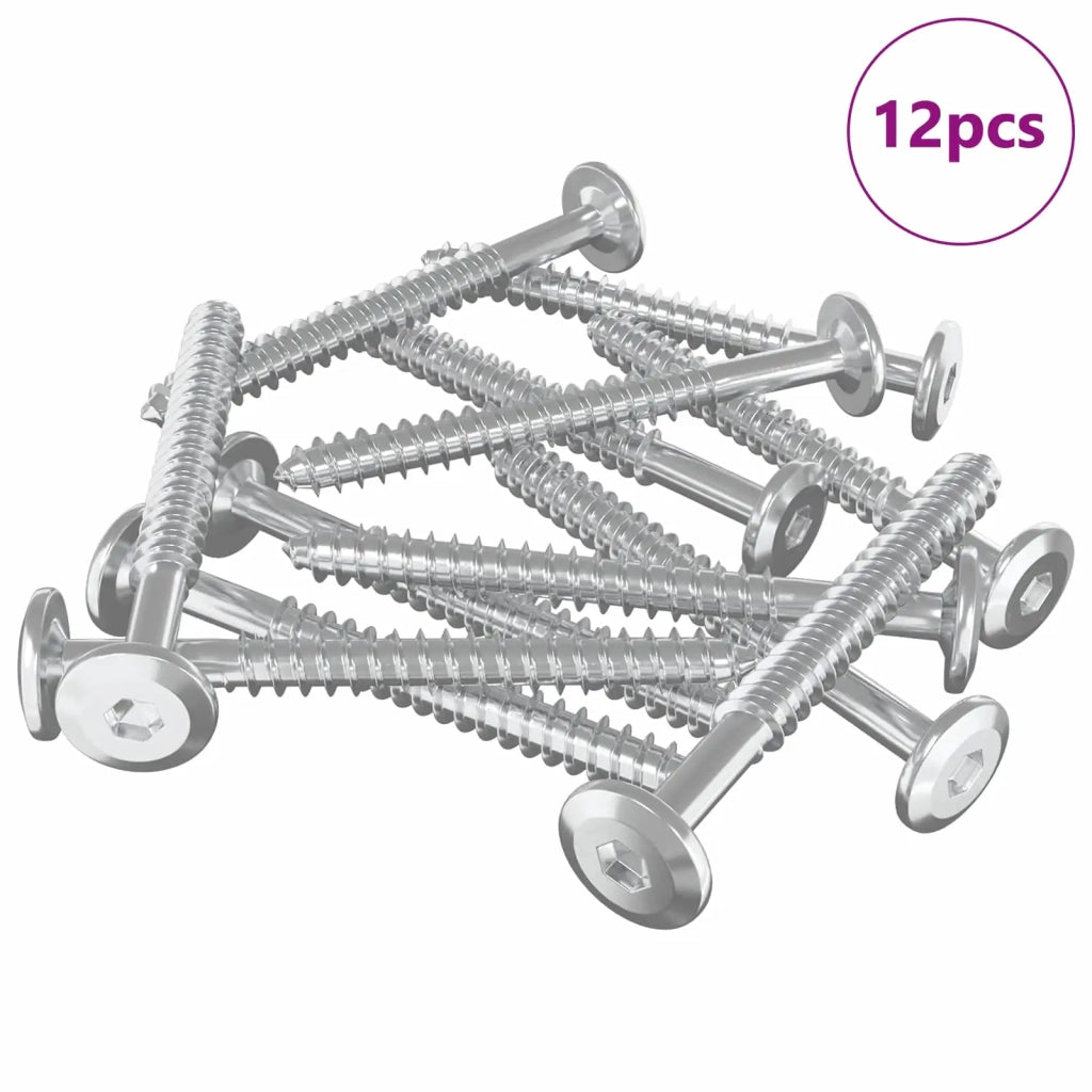 Viti in Legno 12 pcs Argento M6 x 70 mm Acciaio 864389
