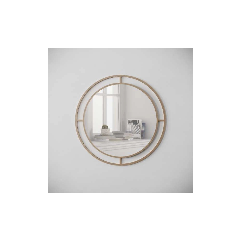 Specchio rotondo con doppia cornice Bubble in metallo colore oro