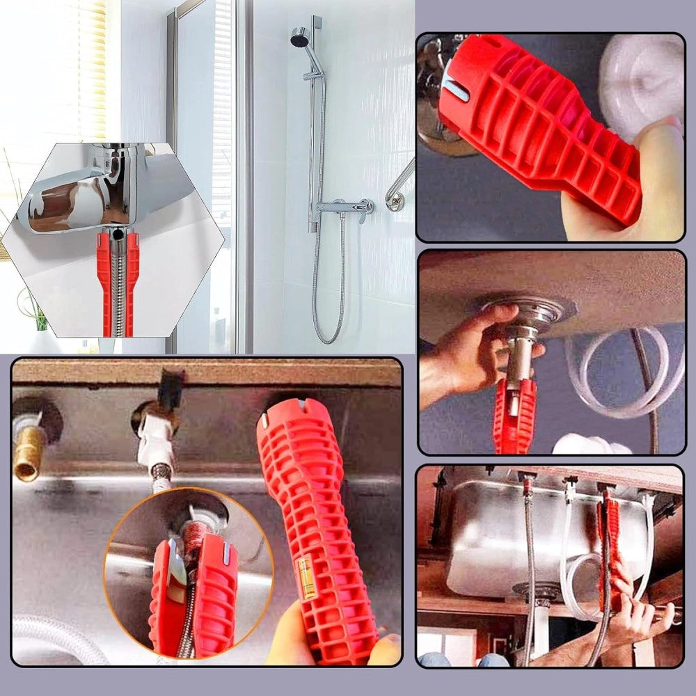Trade Shop - Chiave Multifunzione A Bussola Per Installazione Rubinetti Tubo Bagno Idraulico -