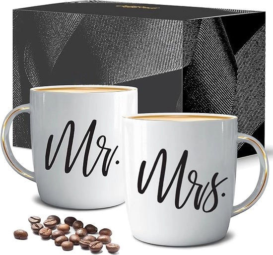 Set di 2 Tazze di Caffè in Mokka per Lui e Lei