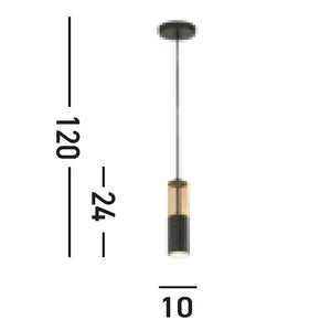 Sospensione Moderna Merrygold Acciaio Nero Ambra 1 Luce Gu10