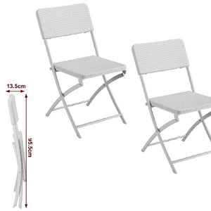 Kit 2Sedie Pieghevoli Metallo Verniciato e Rattan Interno Esterno Bar Casa Hotel