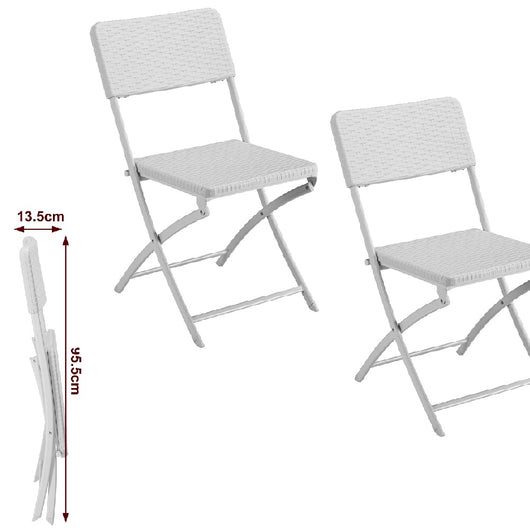 Kit 2Sedie Pieghevoli Metallo Verniciato e Rattan Interno Esterno Bar Casa Hotel