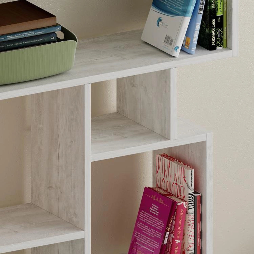 Libreria Moderna Scaffale 8 Ripiani 168x96x25cm Casa Ufficio Bianco Frassinato