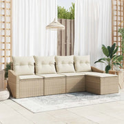 Set di divani con cuscino 5 pcs Beige polyrattan