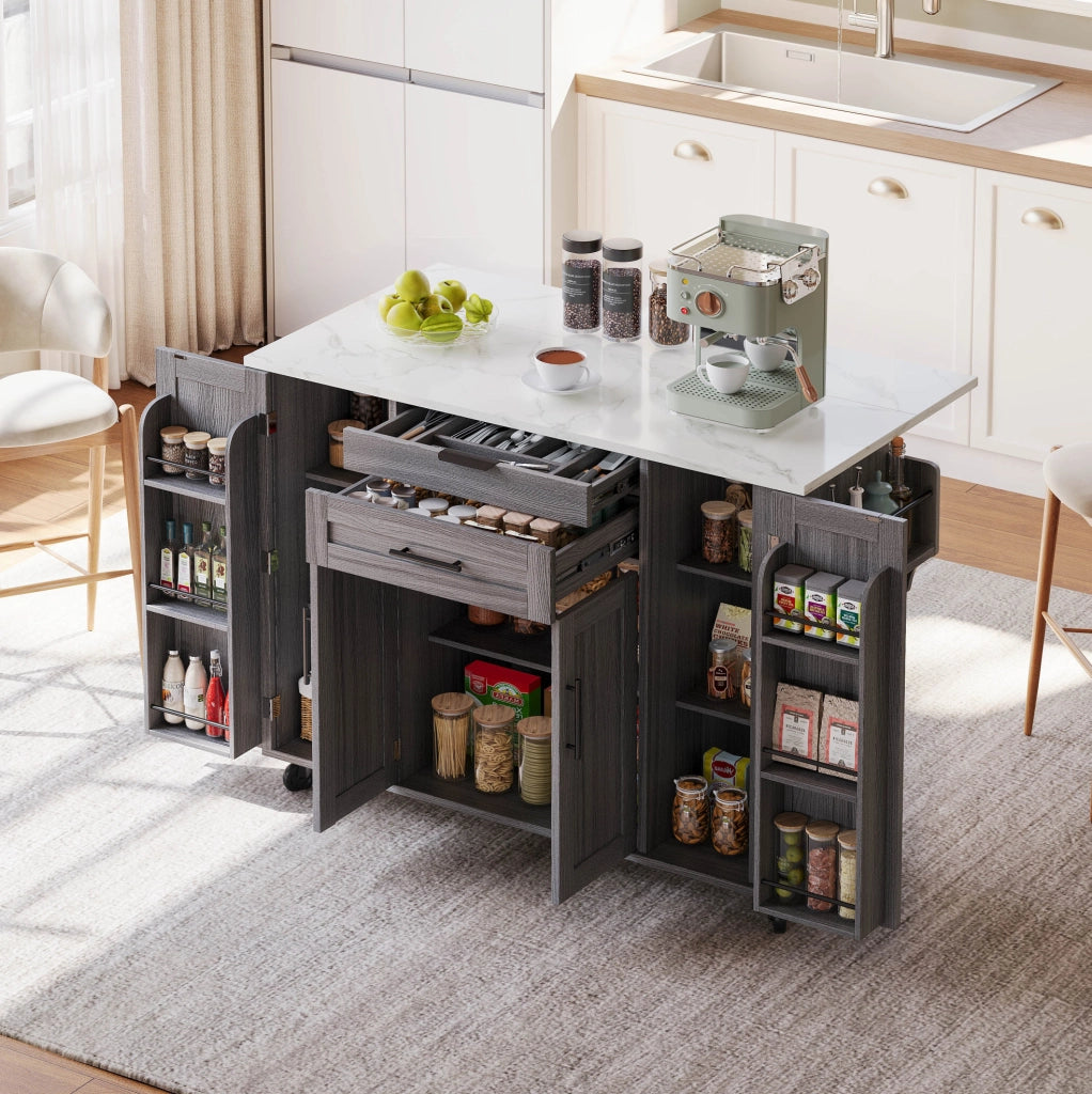 Mobile cucina con piano allungabile 136x70x92 cm; grigio in MDF