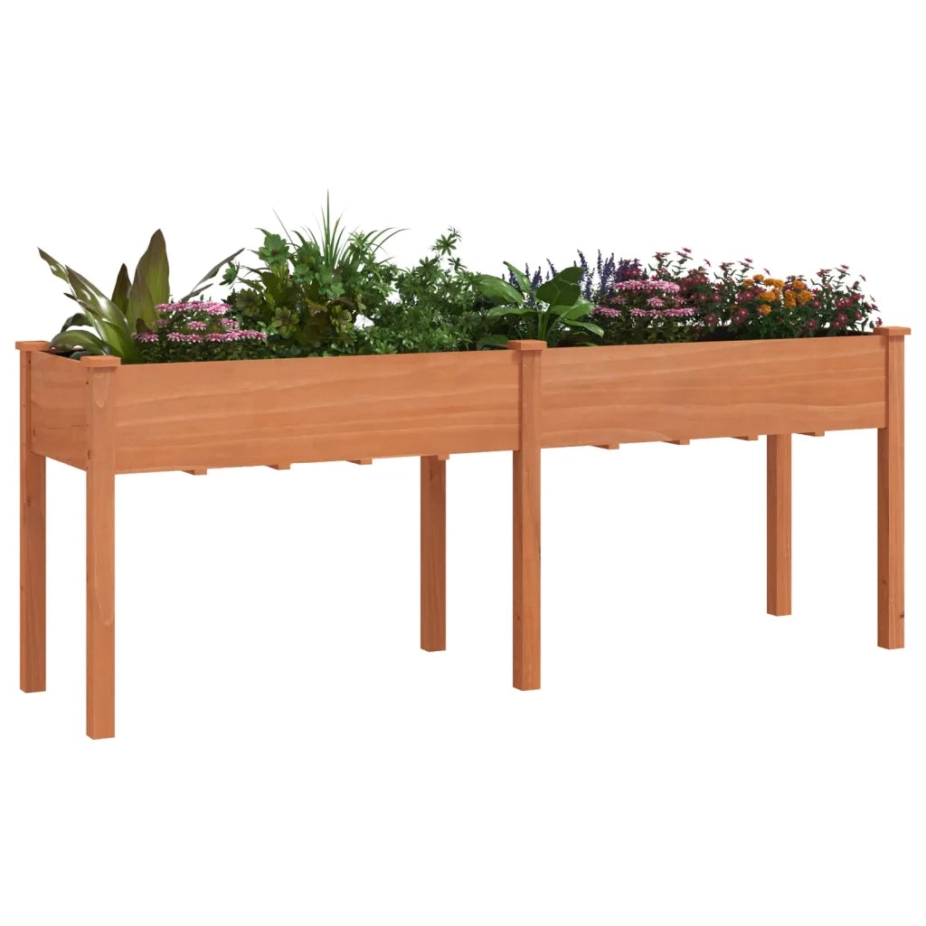 Fioriera con Fodera-Vaso-Contenitore per Piante Marrone 203x53x76cm Legno Massello di Abete