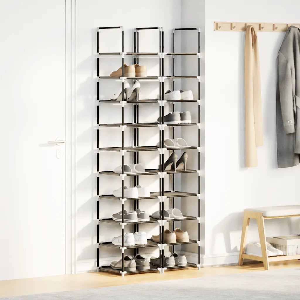 Scarpiere a 10 Livelli 2 pz-Set di 2 Scaffale per scarpe 33x33x174 cm in Tessuto Non Tessuto