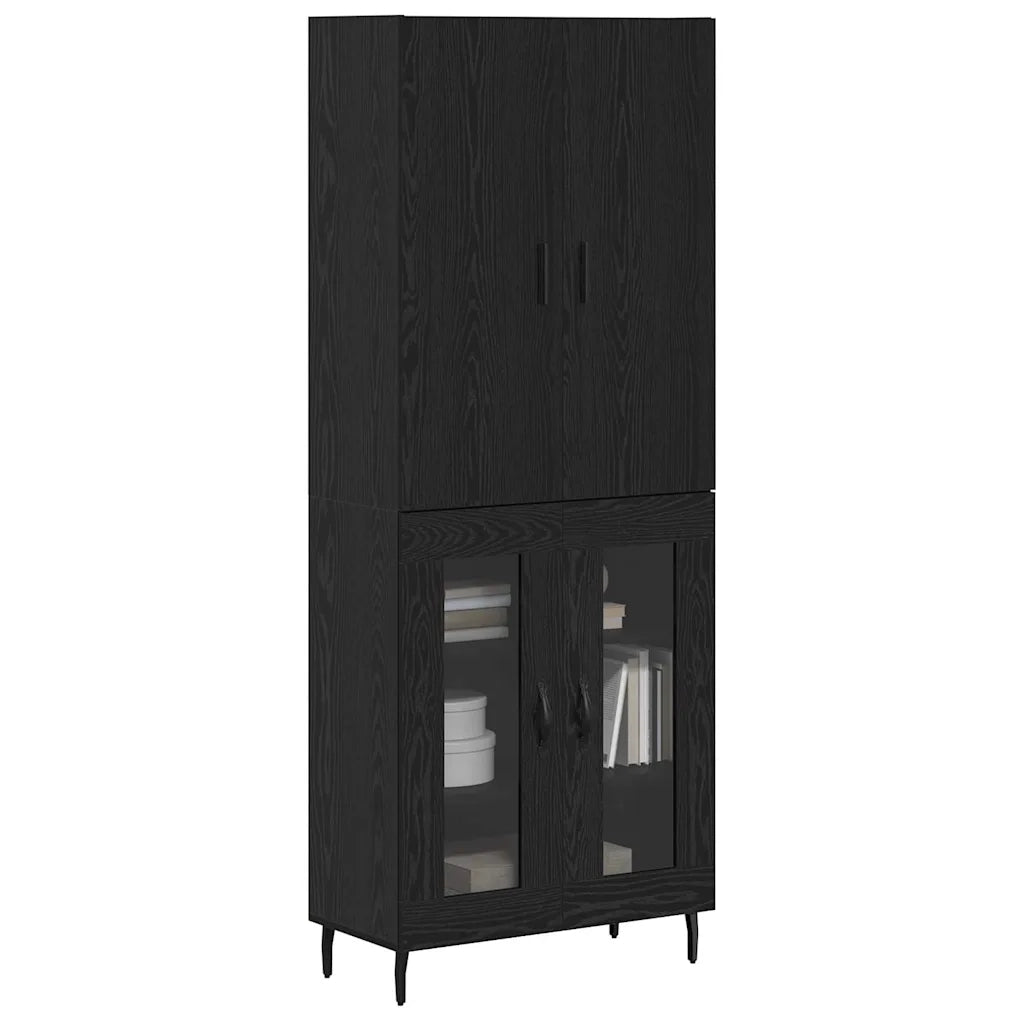Credenza 2 pcs Rovere artigianale Legno Stratificato e Vetro