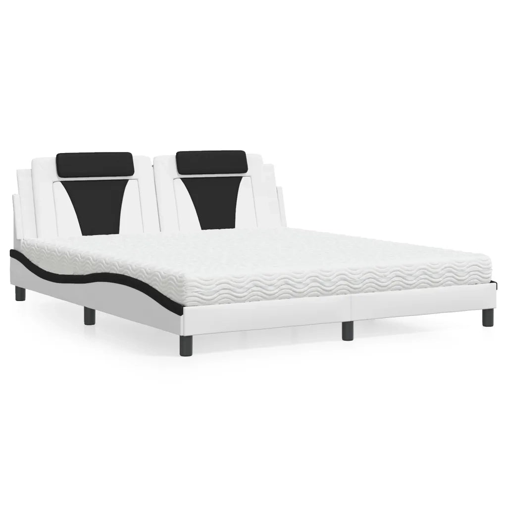 Letto Viana con Materasso Bianco e Nero 180x200cm Similpelle 3208816