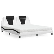 Letto Viana con Materasso Bianco e Nero 180x200cm Similpelle 3208816