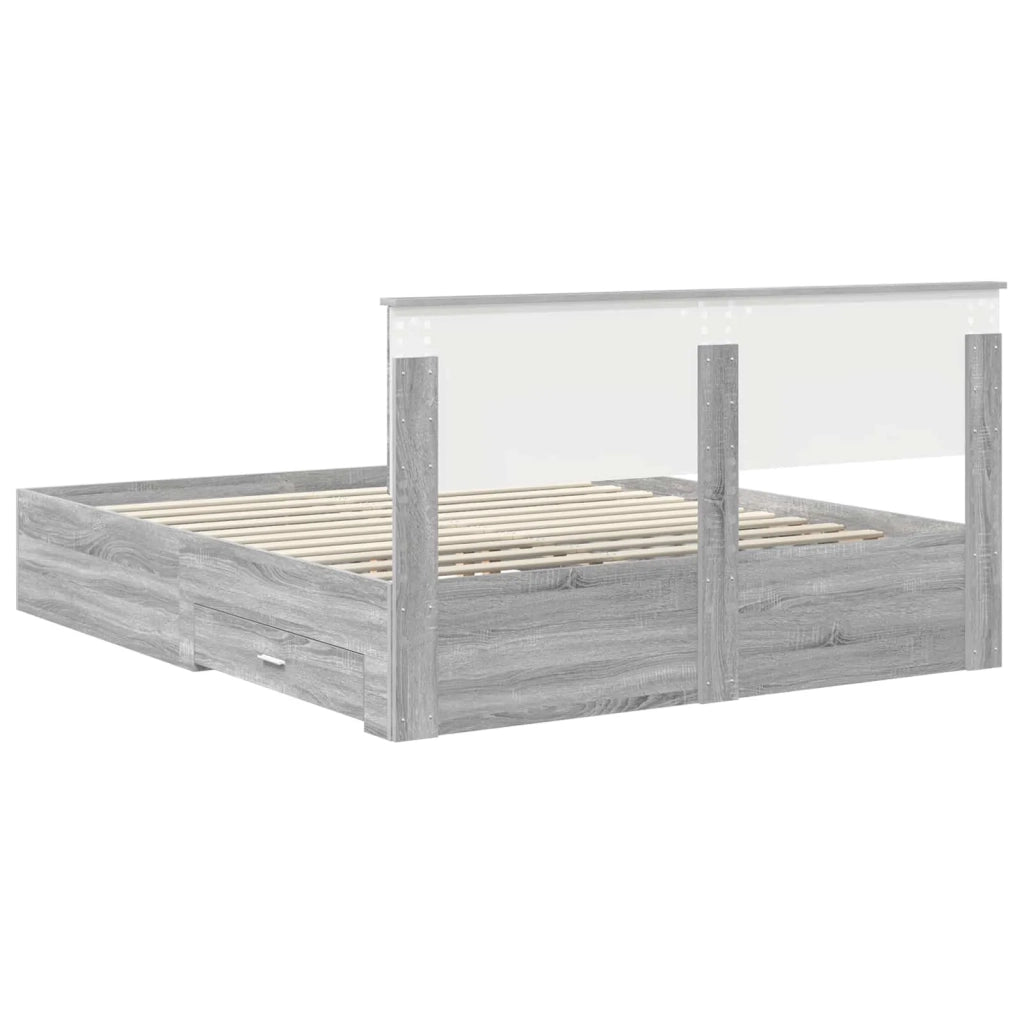 Struttura del letto con testiera Grigio Sonoma 160 x 200 cm 3410875