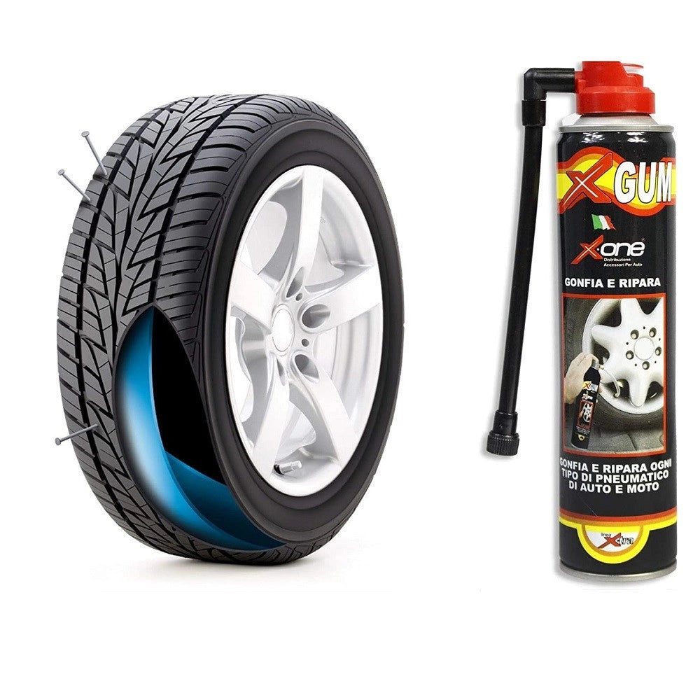 Trade Shop - Bomboletta Spray Ripara Pneumatico Per Auto Moto Sigilla Fori Penumatici 300 Ml -