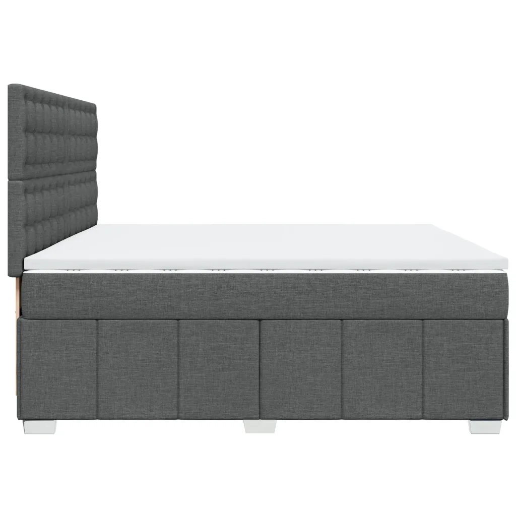 Giroletto a Molle con Materasso Grigio Scuro 200x200 cm Tessuto
