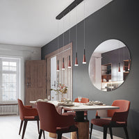 Lampadario Lineare Minimal Cone Metallo Oro Acrilico Nero 5 Luci Led 7W 3000K