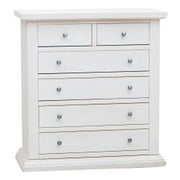 cassettiera cinquino in legno Shabby chic bianco 4 + 2 larga con ferramenta argento
