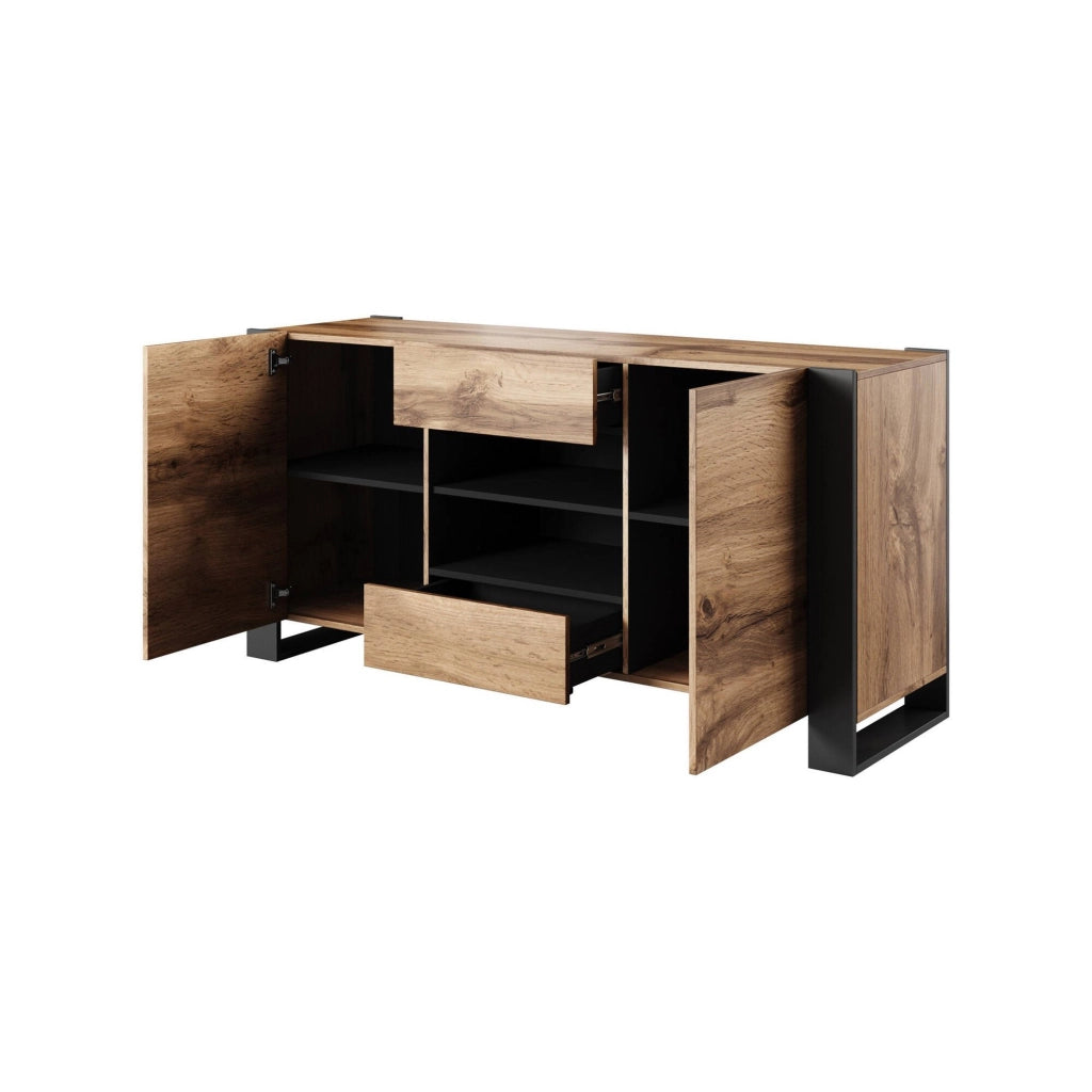 Madia Albignola, Credenza 4 Ripiani, 164x44x80h cm Marrone Rovere Nodi