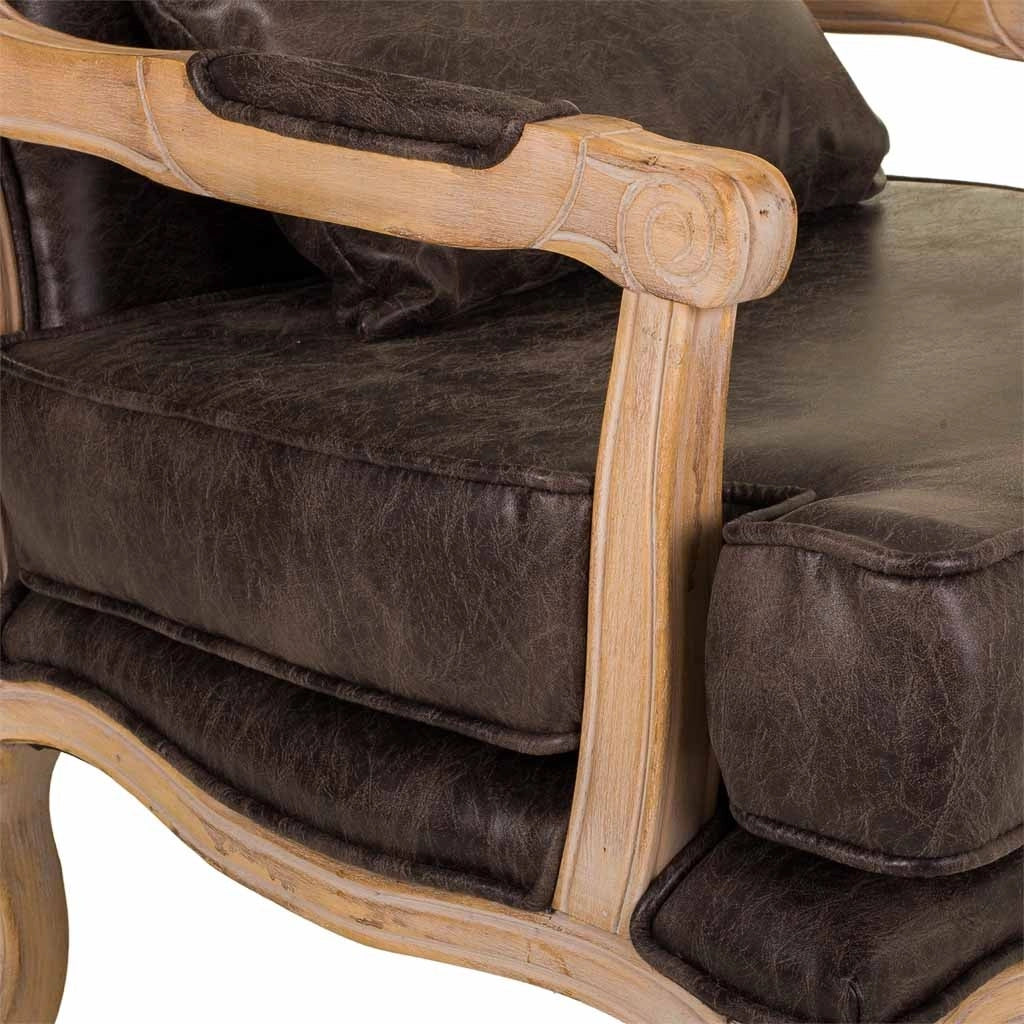 Poltrona in legno imbottita marrone 64x72x92h