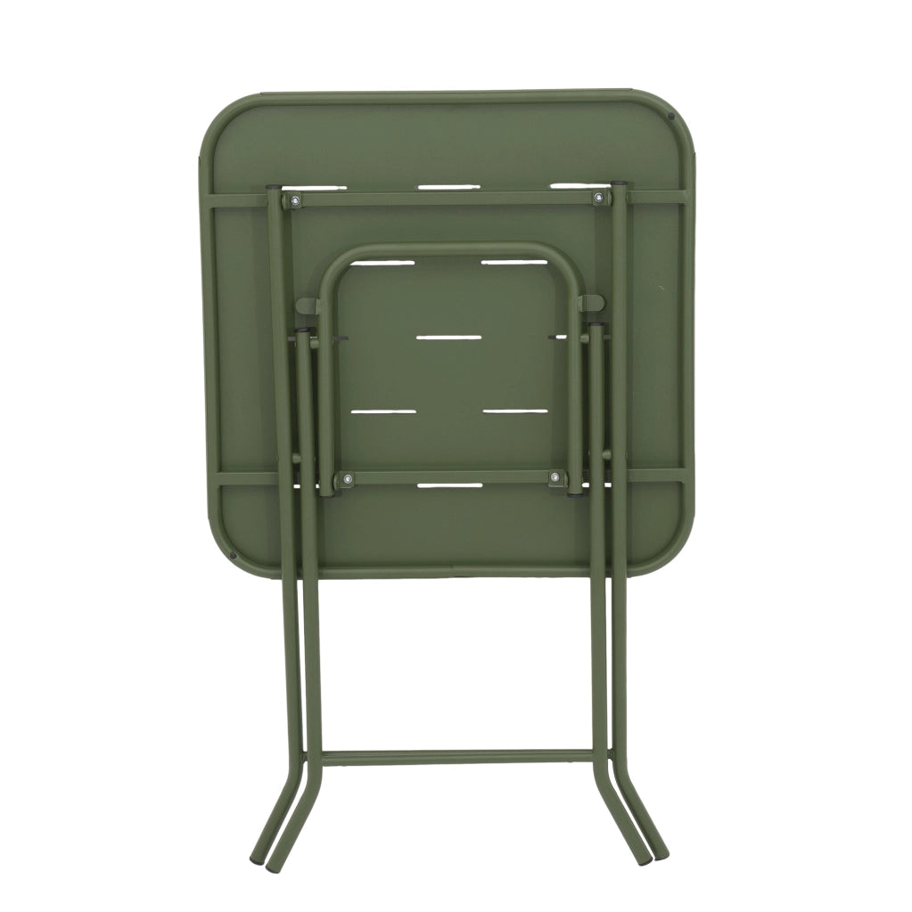 Set bistrot pieghevole verde in acciaio, 3 pezzi