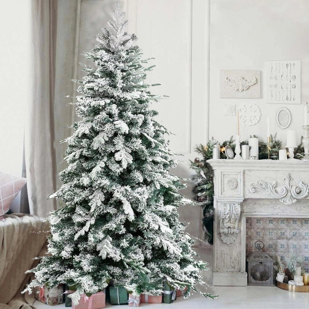 Albero di Natale Innevato 180 cm Folto Realistico 706 Punte PE PVC Base Metallo