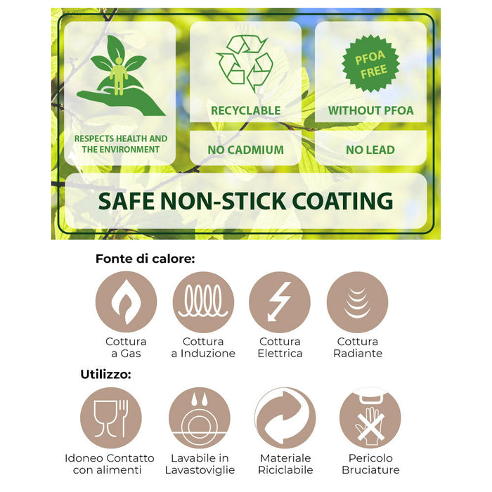 Casseruola 2 Manici in Alluminio Ø 24 cm Antiaderente Induzione Bisetti Stonerose