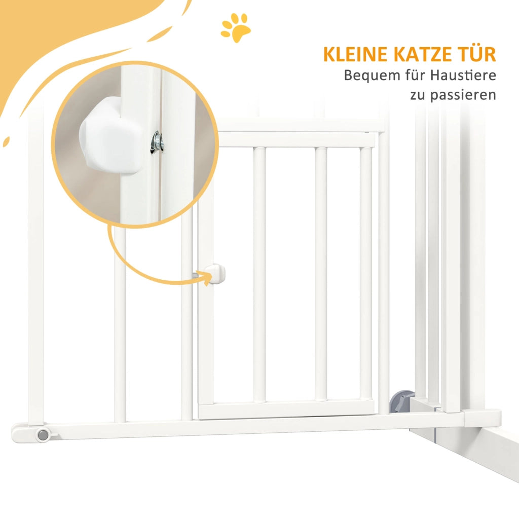 Barriera estensibile a forbice con chiusura automatica e sportellino per gatti per scale e porte in acciaio bianco