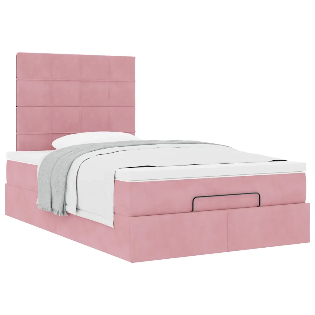Struttura Letto Pouf con Materassi Rosa 120x190 cm Velluto 3313462