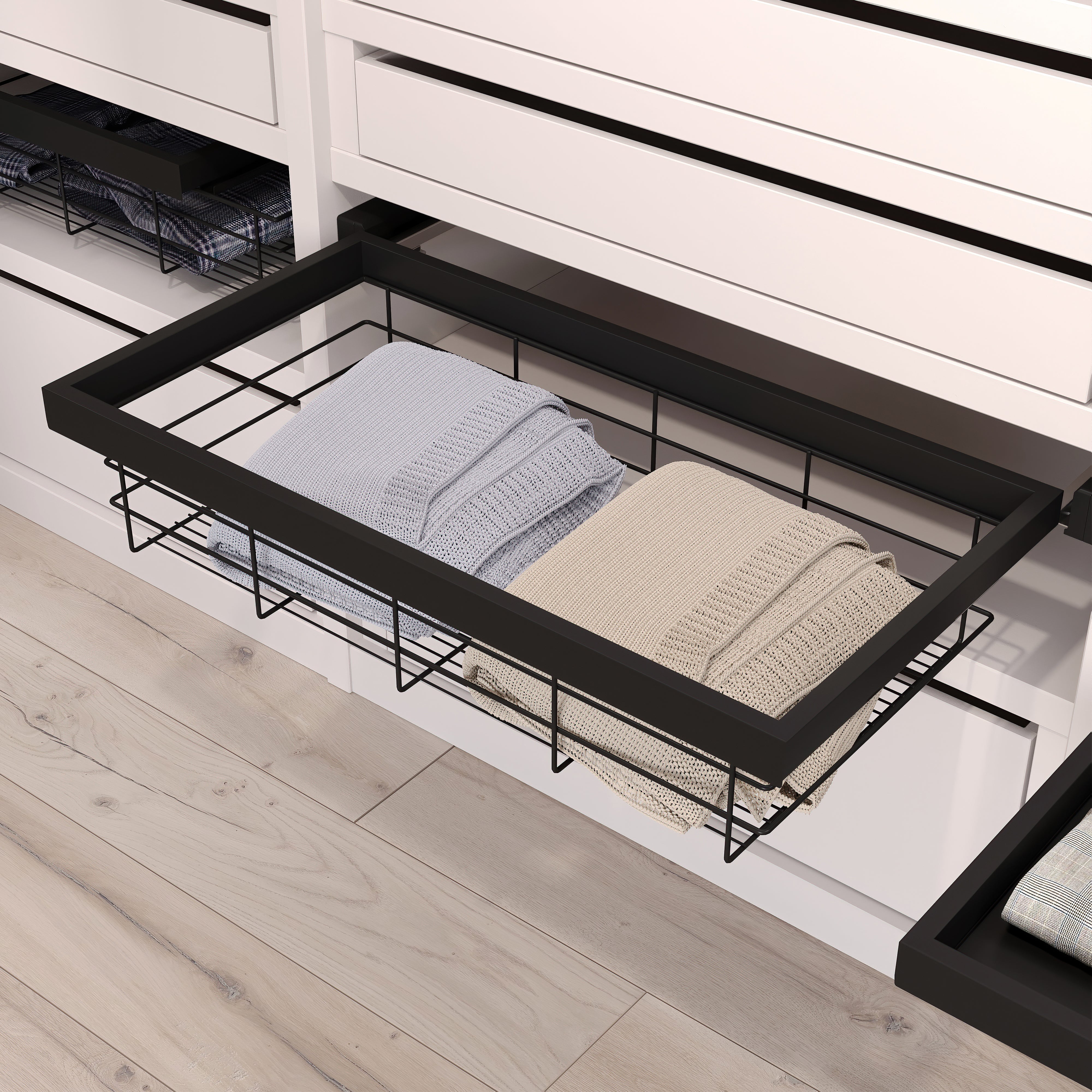 Kit Cestello in Filo Metallico e Telaio 600 mm in Alluminio e Plastica Emuca