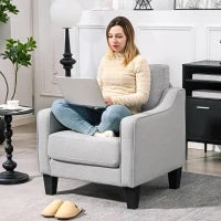 Poltrona Moderna in Tessuto con Imbottitura Spessa e Molle Insacchettate, 77x77x86 cm, Grigio