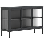 Buffet credenza cassettiera armadio mobile contenitore organizer per cucina soggiorno salotto 105 x 35 x 70 cm vetro e acciaio nero 02_0035837