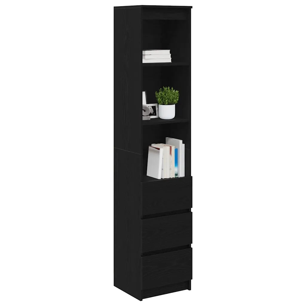 Credenza Rovere Nero 37,5x35x180 cm in Legno Multistrato 861662