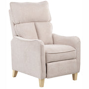 Poltrona reclinabile in tessuto beige con schienale regolabile e poggiapiedi estraibile in stile vintage