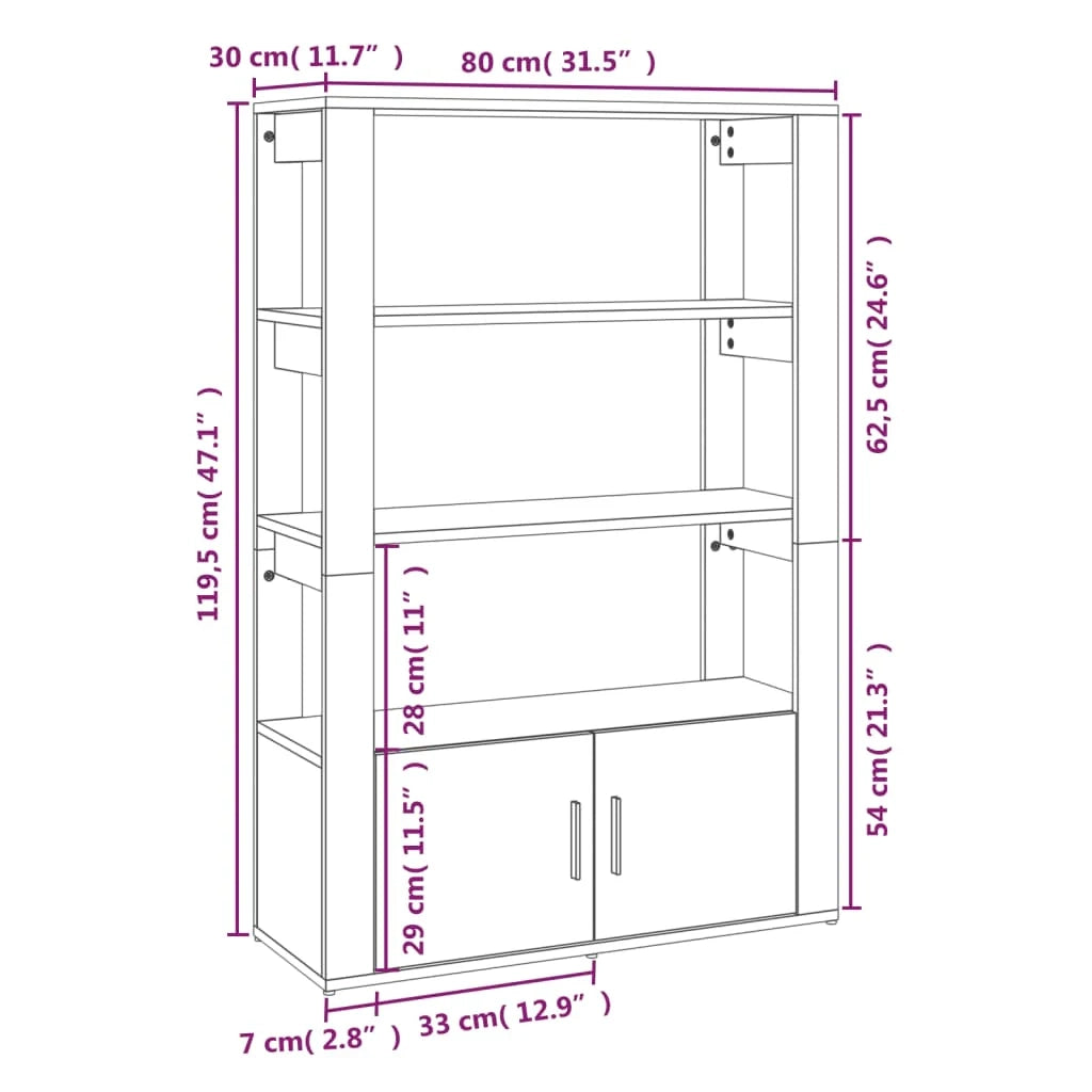 Buffet credenza cassettiera mobiletto mobile contenitore organizer per cucina soggiorno salotto 80 x 30 x 119,5 cm legno ingegnerizzato bianco 02_0030508