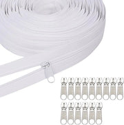 Ritssluiting 5m con 15 Scocchi Metallici - Raccordo Nylon - Materiale Duraturo - Adatto per Set di Cuscini - Disegno Flessibile - Resistente ai Solletici e alle Trattenute - Raccordo Continuo