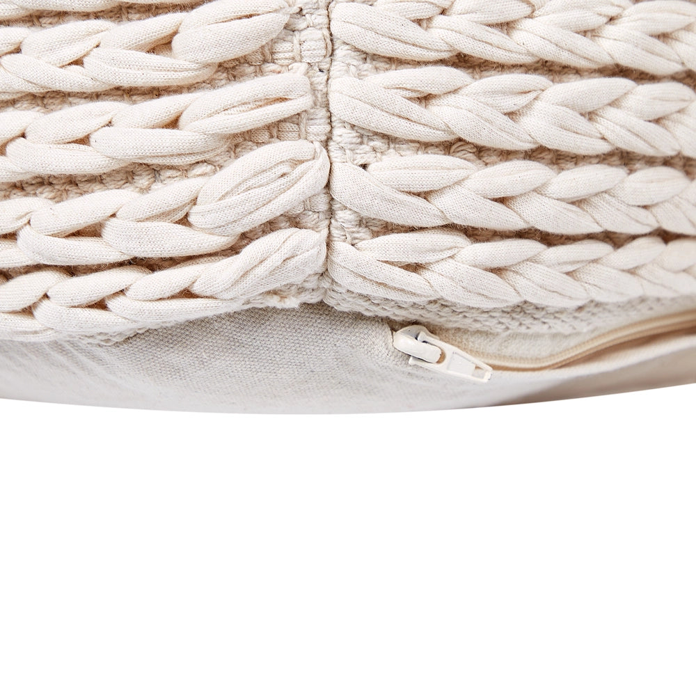Pouf beige in cotone 50 x 50 x 35 cm con imbottitura in EPS Rivestimento tessuto spesso Pouf Boho