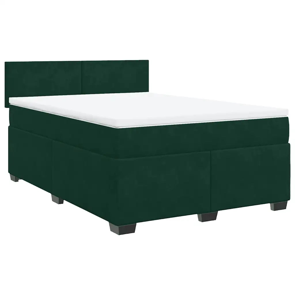 Giroletto a Molle con Materasso Verde Scuro 140x200 cm Velluto