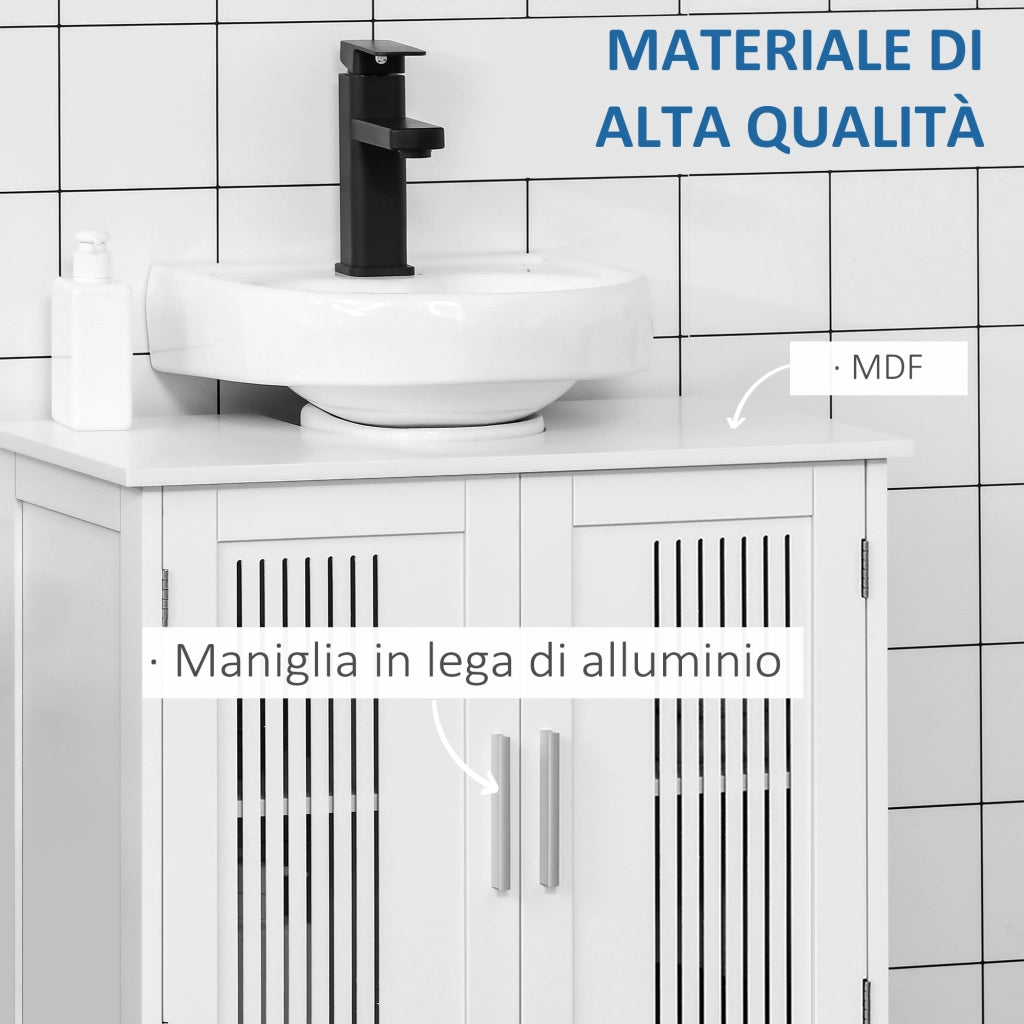Mobiletto Bagno Sottolavabo 2 Ante ¨C zephmum ¨C Bianco MDF 60x30x60cm
