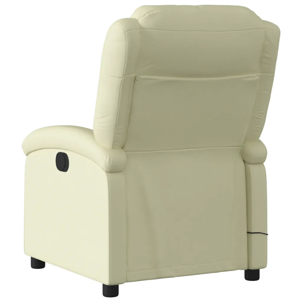 Poltrona reclinabile massaggiante in Vera Pelle Crema 3205472