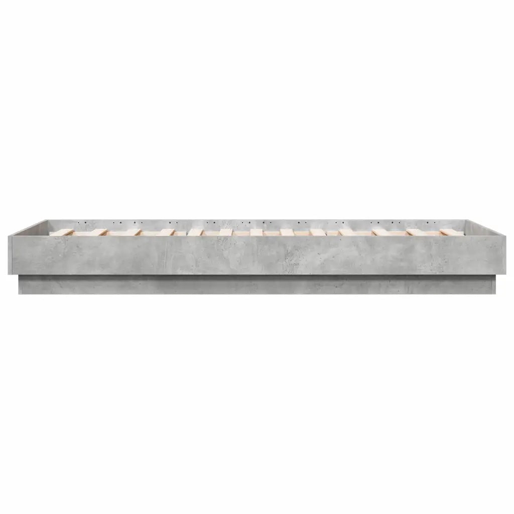 Letto singolo | Letto per adulti | Giroletto Grigio Cemento 90x190 cm in Legno Multistrato