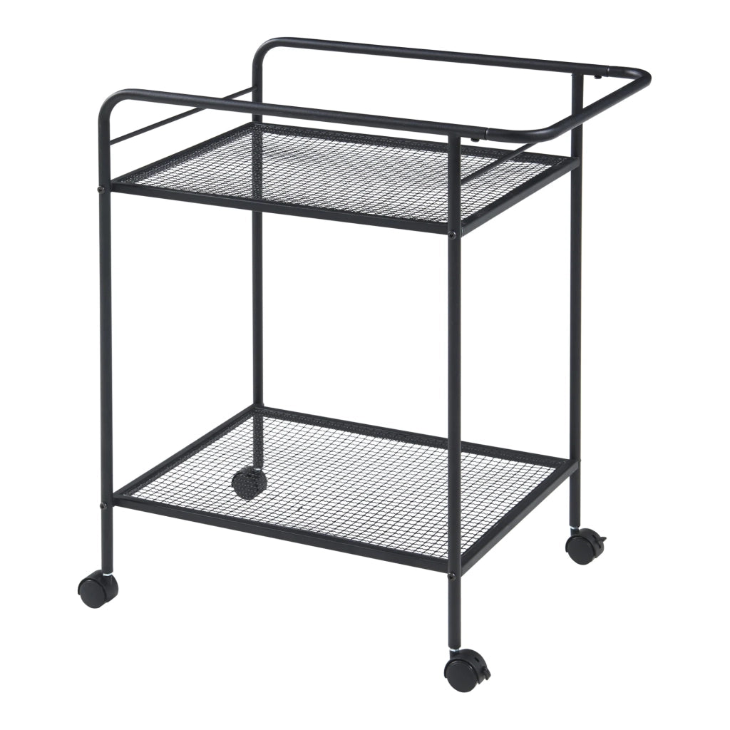 Carrello di servizio mobile contenitore per cucina/soggiorno Hole con 2 ripiani 72 x 62 x 45 cm metallo nero 03_0009223