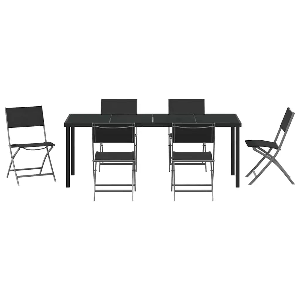 Set da Pranzo per Giardino 7 pcs Nero 3379378