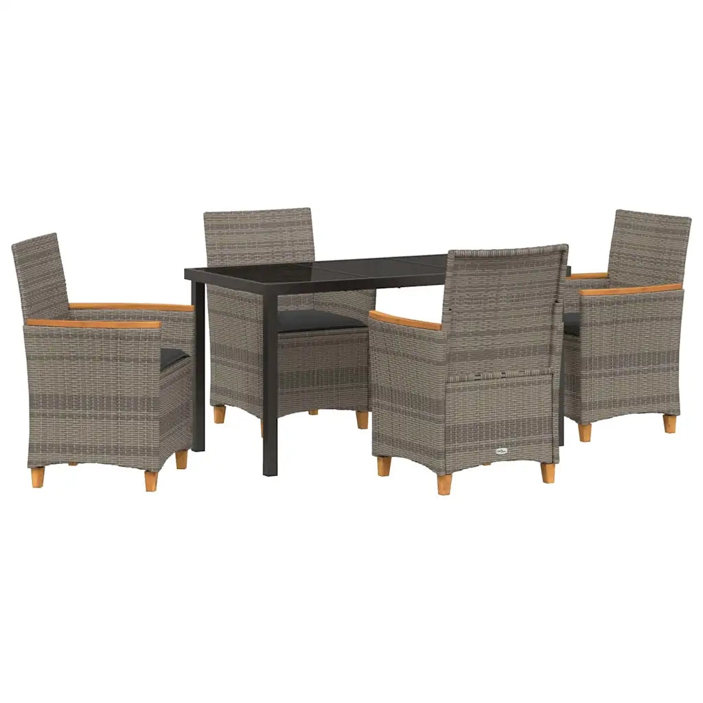 Set da Pranzo per Giardino 5 pz Grigio polyrattan 3381095