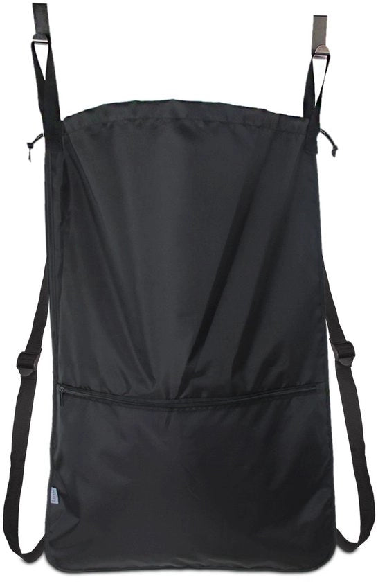 Carrello da viaggio, carrello da bucato, carrello da campeggio con ATTACCO IN ACCIAIO INOX E CUCIA A SPALLA, nero