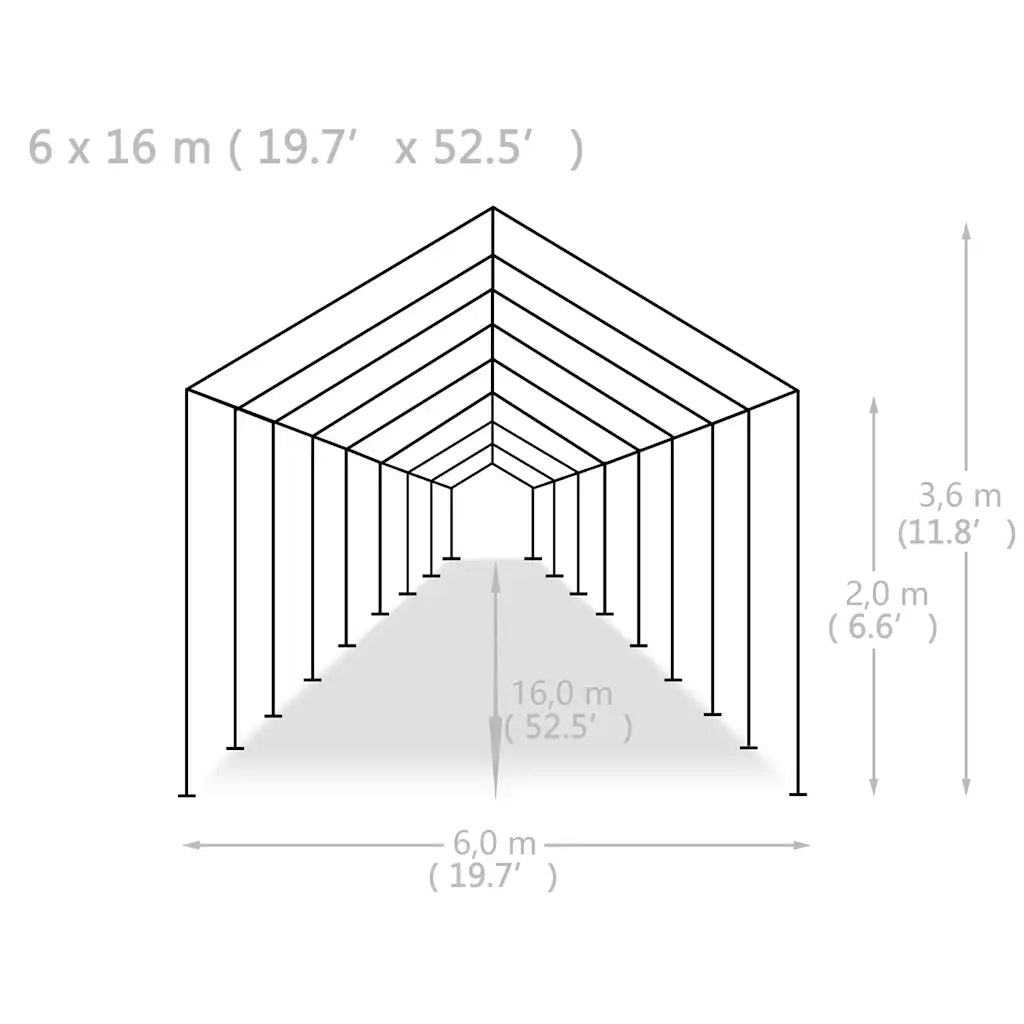 Tendone per Feste in PE 6x16 m Bianco 3051655