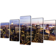 5 pz Set Stampa su Tela da Muro Vista dall'Alto su New York 200x100 cm cod mxl 40738