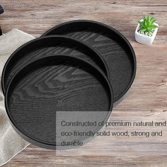 Piatto di Servizio Rond 24 cm - Piatto di Servizio in Legno - Piatto Antiscivolo - Piatto di Servizio Nero - Multifunzionale - Piatto di Servizio Sostenibile in Legno Massiccio - Piatto di Servizio