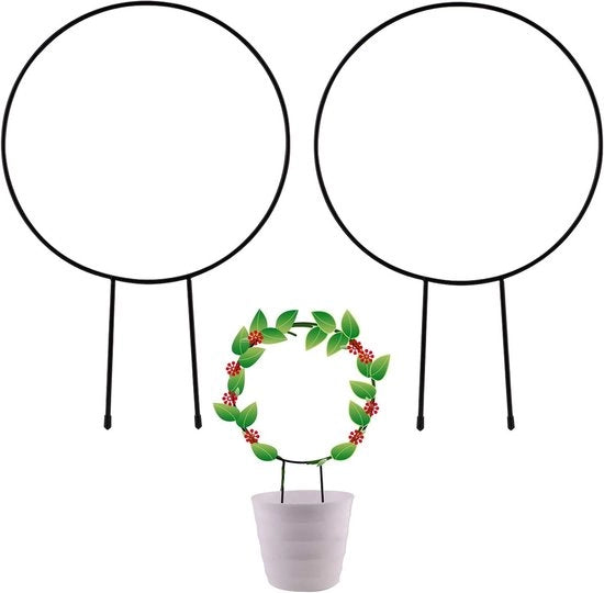 Set di 2 sostegni metallici per piante rampicanti - Stendardi per piante ornamentali da 33 cm - Supporto nero in vernice - Ideale per piante rampicanti in acciaio
